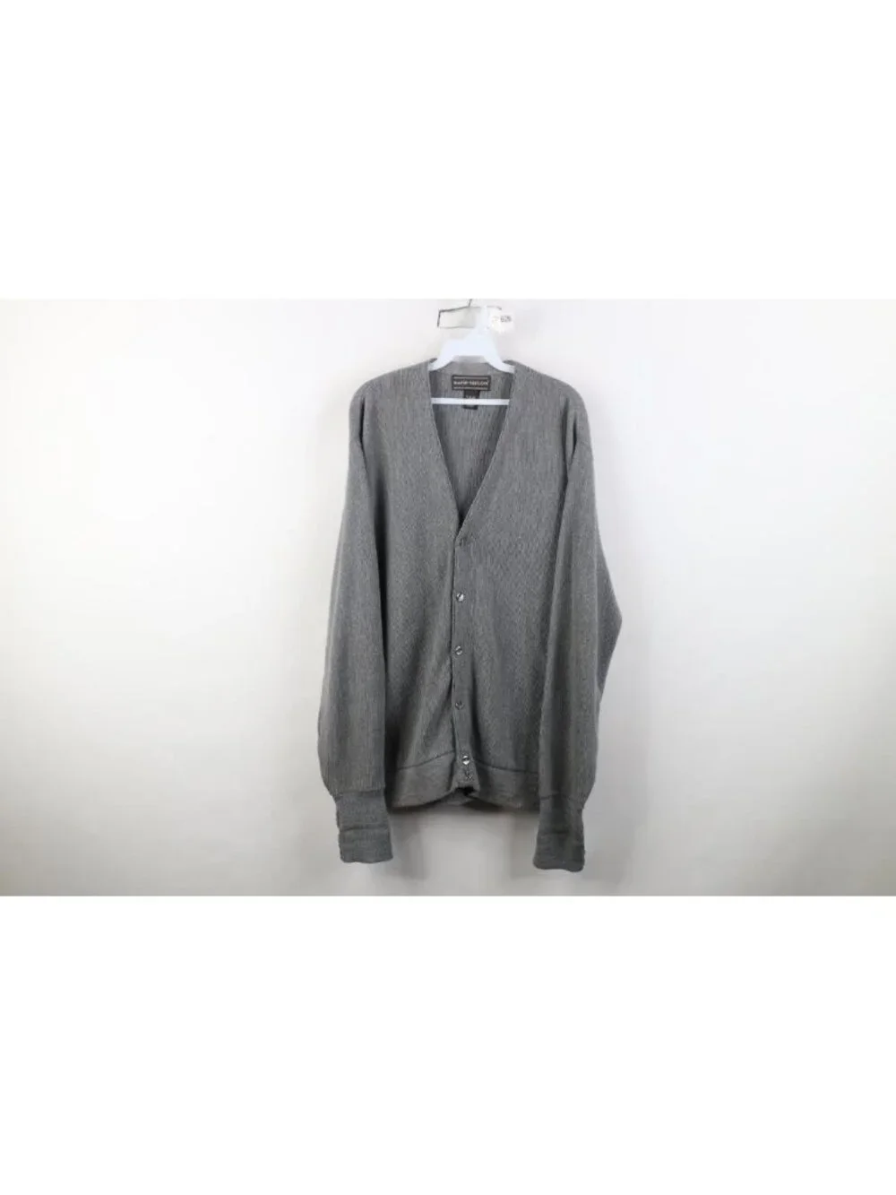 Vtg 90s Streetwear Mens Large Blank Knit Kurt Cobain Cardigan Sweater Gray USA